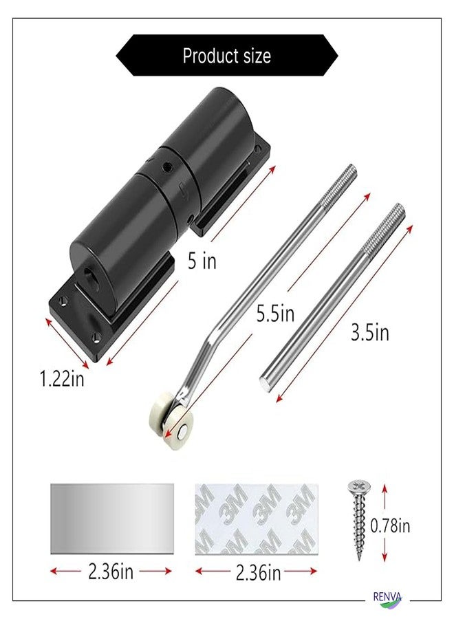 RENVARenva Automatic Door Closer for Home & Garage - Adjustable Self Closing Mechanism with Safety Spring (Black Small Door Closer) - Image 2